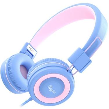 Imagem de Fones de ouvido ELECDER i37 Kids dobráveis com fio roxo/rosa