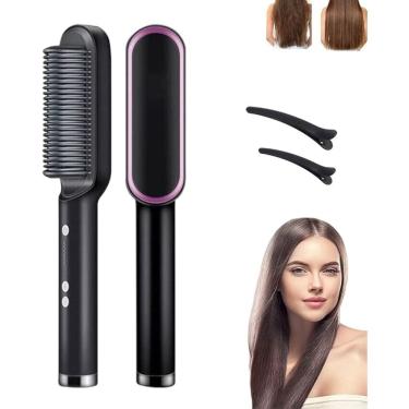 Imagem de  Alisador de cabelo de dupla finalidade modelador de cabelo reto pente de cabelo ferro de frisar controle de temperatura inteligente estilo rápido