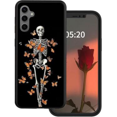 Imagem de Capa para celular Galaxy A16 5G para Samsung Galaxy A16 4G Capa de 6,7 polegadas 2024 com design de borboleta de osso humano, fina, macia, de silicone TPU, carregamento sem fio, antiarranhões, à prova