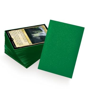Imagem de YMluky Manga verde para cartões colecionáveis de 100 PS, mangas de plástico macio para cartas adequadas para beisebol, Yugioh, mágica, TCG, esportes, evita dobras, arranhões, impermeável, à prova de