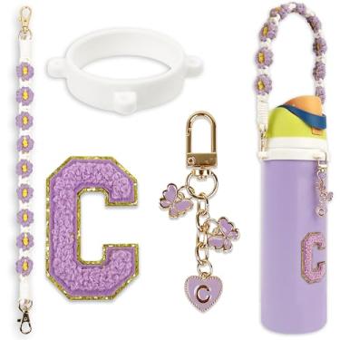 Imagem de Conjunto de pingentes de letras fofas compatível com garrafa de água Owala 680 g, 946 ml, 1,13 g, Owala Kids, copo de café Owala FreeSip – Inclui alça de alça, para acessórios Owala & Stanley Cup