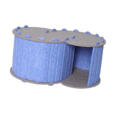 Imagem de Bothyi Caverna de gato de cama de túnel de gato com 2 buracos durante toda a temporada Hideaway Nest Playground Breathable confortável e confortável casa de, Azul