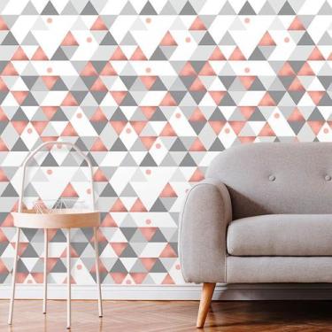 Imagem de Papel de Parede Geométrico Triângulos Rose Gold 250 - Inove Papéis de 