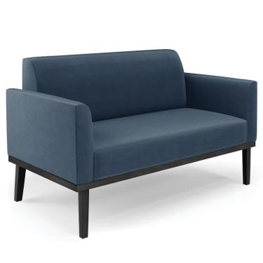 Imagem de Sofá Namoradeira Base Madeira Preto Maressa Suede Azul Marinho - Ibiza