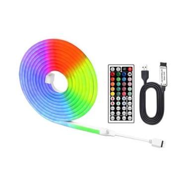 Imagem de Luzes De Corda De Néon LED RGB Que Mudam De Cor Tira Flexível Com Cont