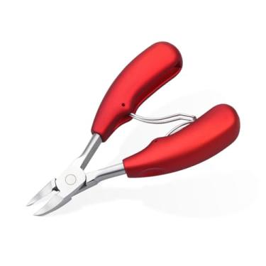 Imagem de Tesoura de unha profissional Brainbow, tesoura de cutícula, cortador de unhas afiado e curvo, alicate para manicure e pedicure, ferramenta para cuidados com as unhas, vermelha