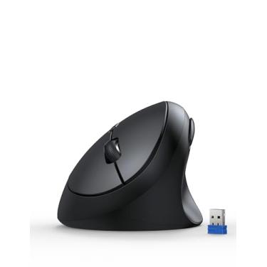 Imagem de TECKNET Mouse ergonômico, 4800 DPI 5 níveis de DPI ajustáveis, mouse vertical sem fio, 6 botões, mouse silencioso de 2,4 G para laptop, PC, Chromebook, Mac - preto