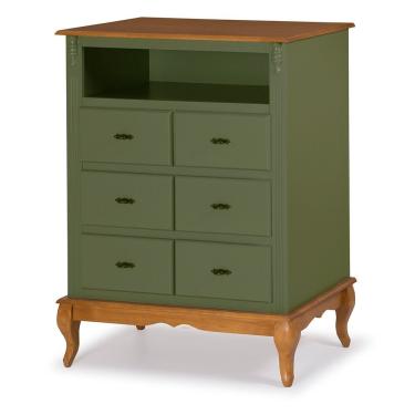 Imagem de Cômoda Antique 6 Gavetas Nicho Laca Verde Musgo