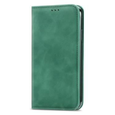 Imagem de LYJSMGZ Capa carteira para Samsung Galaxy S25 Edge, capa fosca de couro, elegante suporte para cartão de crédito com proteção contra quedas, capa flip em pé, verde, borda S25