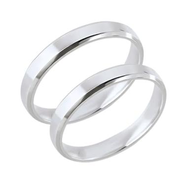 Imagem de Par Aliança de Compromisso Chanfrada 3mm Prata Legítima