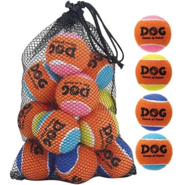 Imagem de AMA SPORT Bolas de tênis estridentes para cães pequenos de 5 cm para jogar e buscar, brinquedos para treinamento, exercício, salto alto, pacote com 12 (multicolorido A)