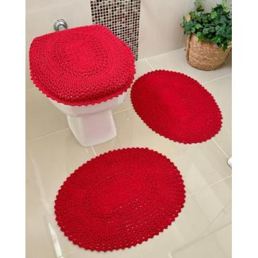 Imagem de Jogo De Banheiro Em Crochê 3 Peças Vezinho Liso Artesanal - Croché Mar