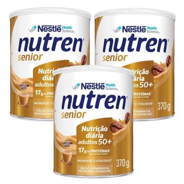 Imagem de Kit 3 Nutren Senior Complemento Alimentar Café com Leite 370g