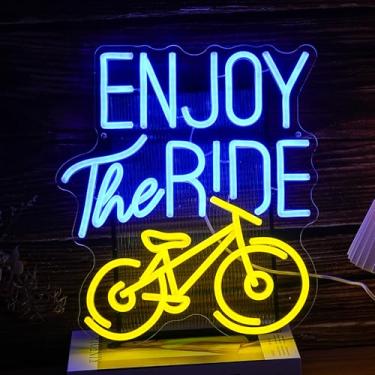 Imagem de Noasktt Letreiro De Neon Enjoy The Ride, Academia, Luz Fitness, Decoração Parede Motivacional Para Bicicleta Ergométrica, Letreiros Comerciais Led, Luzes Fundo Penduradas, Criativos, Alimentados Por