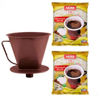 Imagem de Conjunto De Café 2 Coadores Filtro De Café Permanente Moka E Porta Filtro Com Funil Integrado (103)