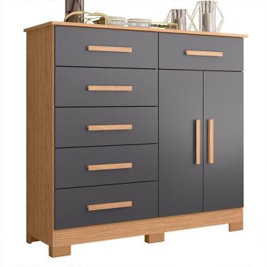 Imagem de Cômoda Xangai 2 Portas E 6 Gavetas Freijó-titanium - Móveis Albatroz Freijó-titanium