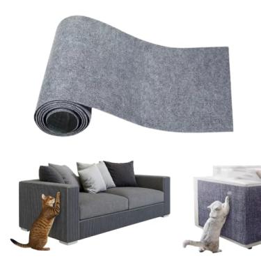 Imagem de Protetor de Sofá para Gato Tapete Arranhador Autoadesivo 100x40 cm Cortável Antiestresse Feltro Cinza Para Móveis para Gatos Parede Porta Estofado Lixa Unhas Protetor Arranhador de Feltro Gato