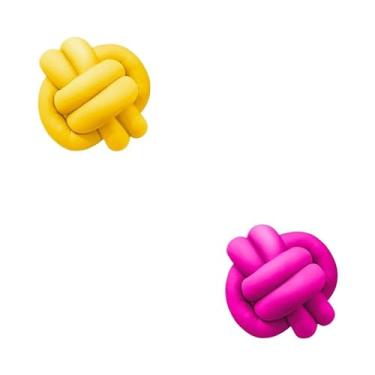 Imagem de Almofadas De Nó 28cm x 28cm Lindas Decorativas Sala Sofá Cama Cores (AMARELO E PINK)