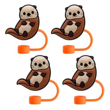 Imagem de Topos de palha de lontra para copos Stanley; tampas de palha de lontra compatíveis com Stanley copo de 30 e 1,134 g, topo de canudos reutilizáveis e de silicone para pontas de 0,4 polegadas/10 mm, 4