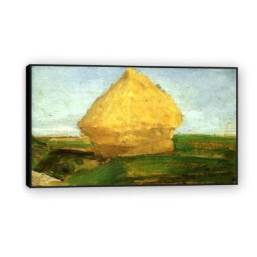 Imagem de NHLDZYH Moldura preta. Impressões de Paul Signac, (O Palheiro), reproduções de pinturas famosas, imagem de arte abstrata para sala de estar quarto decoração de casa. 40 x 68 cm-15,7 x 26,8 pol