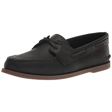 Imagem de Sperry Sapato náutico masculino autêntico original com 2 ilhoses, Preto, pré-usado, 14