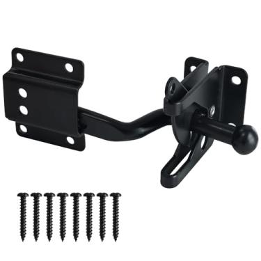 Imagem de SUGOOE Trava de portão autotravante resistente, trava de porta de privacidade para cerca de madeira, portão de madeira e portões de metal, adequada para piscina segura, quintal, jardim, preto (curto)