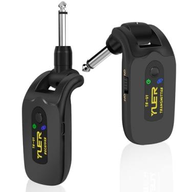 Imagem de Kmise Sistema De Guitarra Sem Fio Yuer 2.4 Ghz: Transmissor E Receptor Anti-Interferência, Acessórios Plug And Play Recarregáveis Para Baixo Elétrico Com Cabo Carregamento Usb Duas Pontas