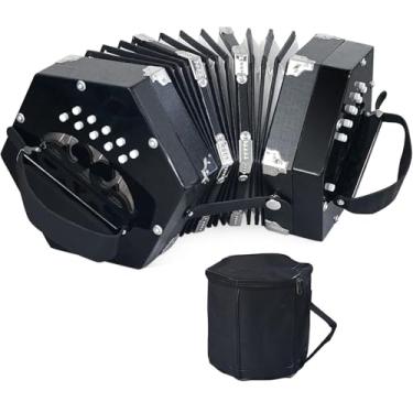 Imagem de Concertinas, acordeão de 20 botões para adultos, acordeão profissional para iniciantes, alça de mão ajustável, acessórios para instrumentos musicais com bolsa de transporte, gaita, pano de limpeza