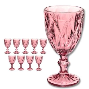 Imagem de Taças de Vidro Lilás 300 ml – Conjunto 10 Unidades Diamond Dona Laura para Água, Suco ou Vinho
