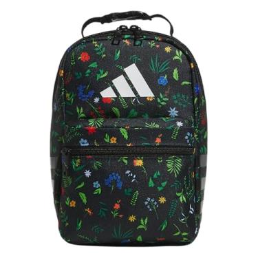 Imagem de adidas Santiago Lancheira térmica para mulheres e homens, caixa térmica para recipiente de alimentos com bolso de malha, Meadow floral preto/branco/3.0, One Size, Santiago Lancheira térmica para