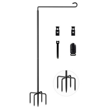 Imagem de waaliji Suporte de bandeira de jardim para exterior 30 x 45 cm, suporte de estaca de mastro de metal resistente para uso externo com base de 5 pontas para decoração de banners, 1 peça