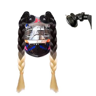 Imagem de Capacete de cabelo Hai Hong com ventosa para motocicleta, preto a loiro, 35,5 cm (capacete não incluído)