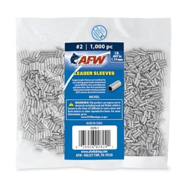 Imagem de American Fishing Wire mangas de crimpagem de barril único, 1000 unidades, diâmetro interno de 0,12 cm (0,047 polegada), Nickel, 1000 Pieces, 0.047 -Inch -Inch Inside Diameter