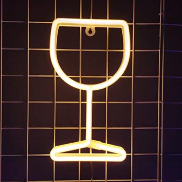 Imagem de HULIN Sinais de neon para guitarra de coquetel, luz de néon, luzes de néon, arte de parede, luz noturna neon para quarto, bar, festa de aniversário, sala de estar, festival (quente)