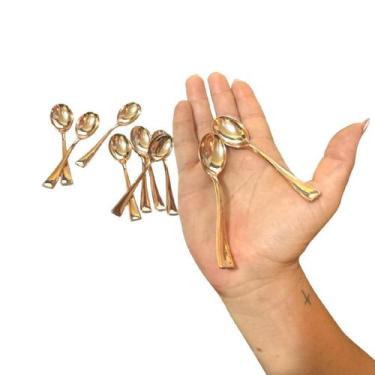 Imagem de Colher Mini Rose Luxo 10Un Para Sobremesa 10Cm Acrilico - Aidan