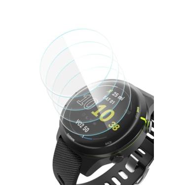 Imagem de Yaekea Pacote com 4 películas projetadas para Garmin Forerunner 255/255 Music 46 mm, protetor de tela de vidro temperado antiarranhões para Garmin Forerunner 255/255 Music 46 mm, sem bolhas