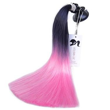 Imagem de 3T-SISTER Tranças de cristal 35,56 cm para decoração de rabo de cavalo para motocicleta, bicicleta, esqui, capacete, acessórios, reutilizável, ventosa, design reutilizável, muitas cores (capacete não