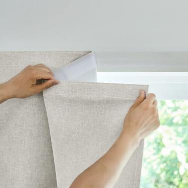 Imagem de Jilron Cortina adesiva, 100% cortinas blackout, sem perfuração, adequada para proteção de privacidade em várias cenas (bege claro - L152 × C 213 cm)