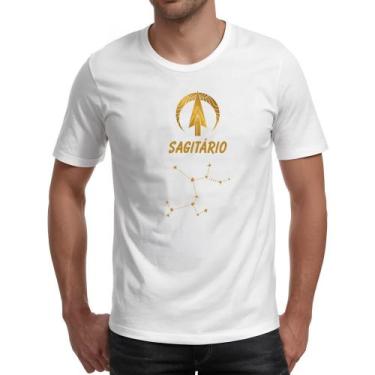 Imagem de Camiseta Unissex Signo Sagitario Constelacao Dourada - Alearts, P