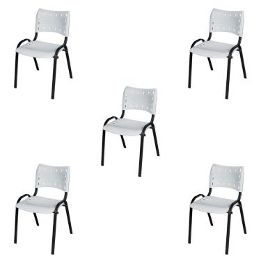 Imagem de Kit 5 Cadeira ISO Tubo Oblongo Aço Industrial Empilhavel
