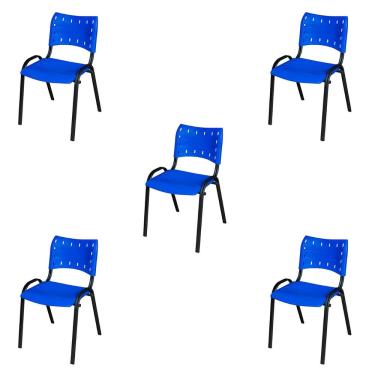 Imagem de Kit 5 Cadeira ISO Tubo Oblongo Aço Industrial Empilhavel