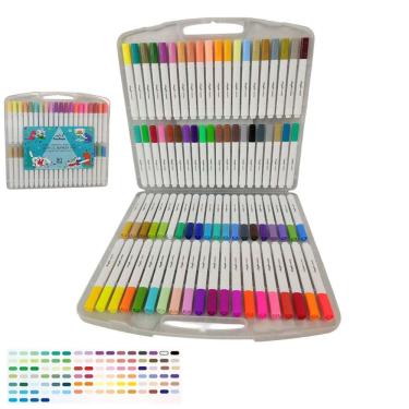Imagem de Canetinha Caneta Marcador 80 Cores Tinta Acrilica Permanente  A prova dAgua Estojo Maleta Pintura Artesanato Escultura