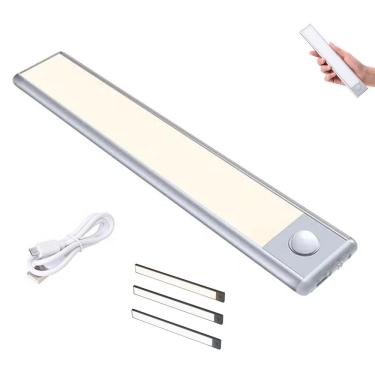 Imagem de Luminaria LED 3 Tons Sensor Presença Movimento 3 Modos USB Bateria Recarregavel Armario Sala Quarto Cozinha Iluminaçao