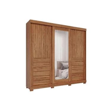 Imagem de Guarda Roupa Casal 3 Portas de Correr (1 c/ Espelho) e 6 Gavetas c/ Pés Cecilia Cinamomo - Panan