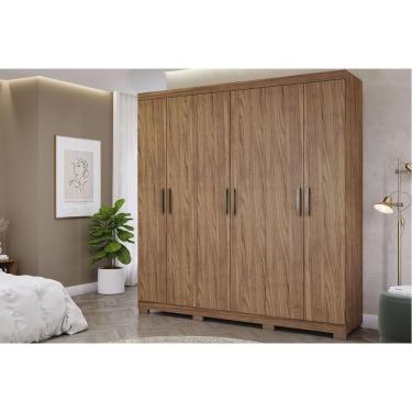Imagem de Guarda Roupa Casal 6 Portas e 3 Gavetas c/ Espelho Interno Clara Cinamomo - Panan