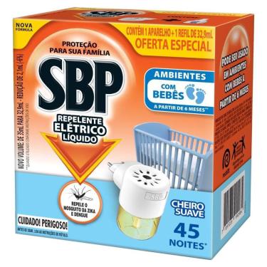 Imagem de Kit Aparelho Elétrico + Refil Repelente Líquido Cheiro Suave SBP 32,9ML Oferta Especial