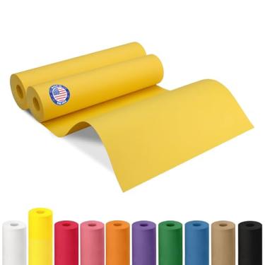 Imagem de IDL Packaging Rolo de papel kraft amarelo de 30,5 m x 30,048 cm, pacote com 2 - Papel artesanal de qualidade feito nos EUA para embrulho de presente, artes e artesanato infantil, projetos escolares