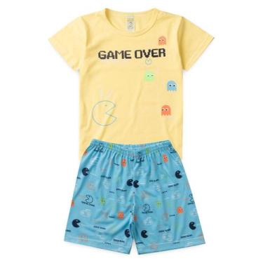 Imagem de Pijama Infantil Masculino Verão Game Over - Hey Kids - Amarelo - HeyKi