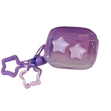 Imagem de ICEELEC Compatível com AirPods Pro 2, linda capa protetora 3D Star AirPods Pro 2ª geração com chaveiro para meninas e mulheres, capa de fone de ouvido à prova de choque para Airpods Pro 2ª geração
