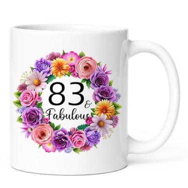 Imagem de KOXAME 83 presentes fabulosos para mulheres, ideias de aniversário de 83 anos, ideias de presente de 83 anos para mãe, avó, tia, irmã, amiga, caneca de café de 325 ml (83)